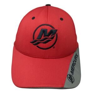 Mercury Fitted Hat Red Small Embroidered Logo Behind You All The Way